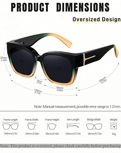 KANASTAL Fit Over Glasses Sunglasses Women Men Polarized with UV400 Protection Wrap Around Fashion Accessories with Oversized Large Frame Design Trendy Shades Gradient Blue Light Brown/Black - Image 4
