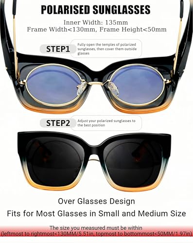 KANASTAL Fit Over Glasses Sunglasses Women Men Polarized with UV400 Protection Wrap Around Fashion Accessories with Oversized Large Frame Design Trendy Shades Gradient Blue Light Brown/Black - Image 5