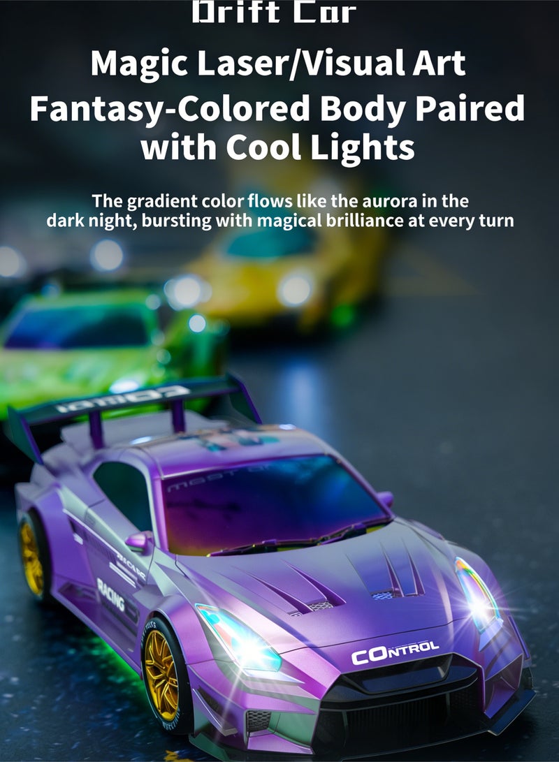 JJRC 1/24 Scale RC Drift Car, 2.4G 4WD Remote Control Car  & LED Lights, Mini roadblocks and replacement tires are included.perfect RC Vehicle gift for Adult and 6-15 years old kids - Image 3