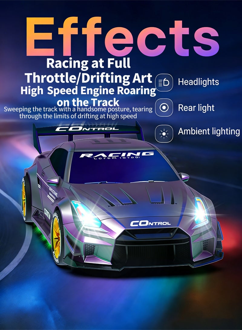 JJRC 1/24 Scale RC Drift Car, 2.4G 4WD Remote Control Car  & LED Lights, Mini roadblocks and replacement tires are included.perfect RC Vehicle gift for Adult and 6-15 years old kids - Image 5