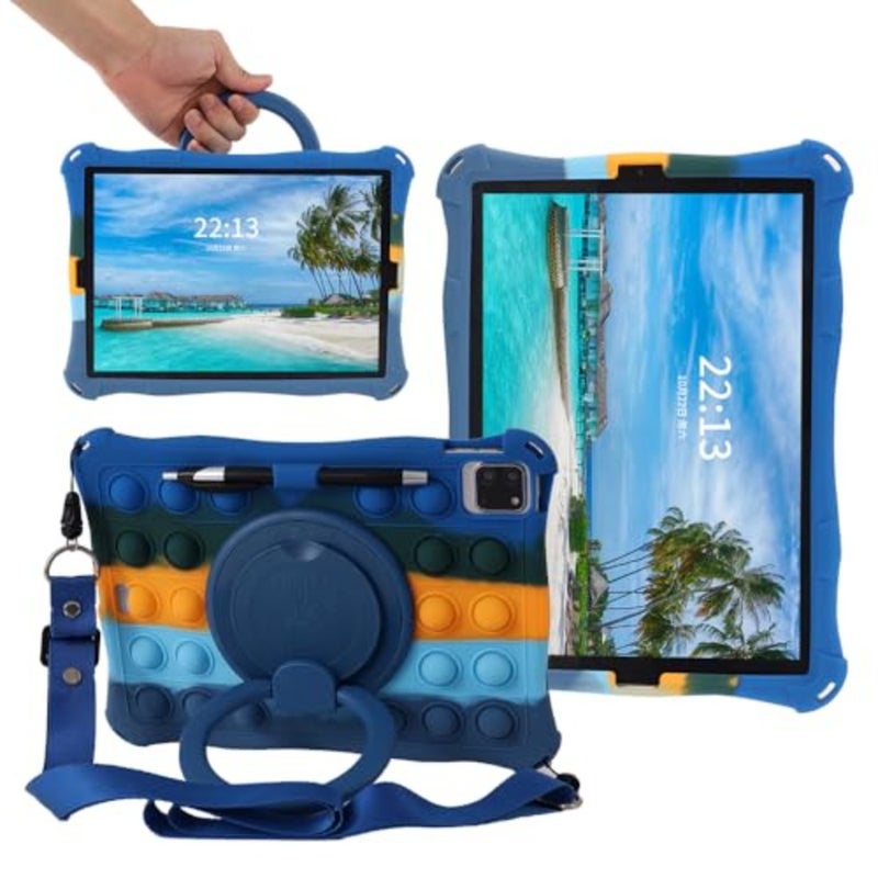 Friendly Case for iPad A16 11th Generation 11 Inch (2025): iPad 10th 10.9 Inch (2022) with S Pen Shoulder Strap Kickstand Silicone Protective Case Cover (Colorful navy blue) - Image 1