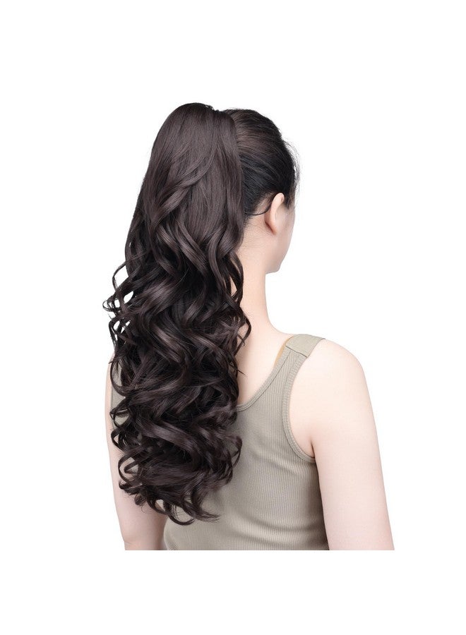 اس واي اكس ال سي واي جي جي وصلات شعر ذيل حصان صناعية بمشبك بني داكن من SYXLCYGG، ذيل حصان مموج 20 بوصة، 5.3 أونصة، مثل قطعة الشعر الحقيقية للنساء، ياكي منفوش - Image 5