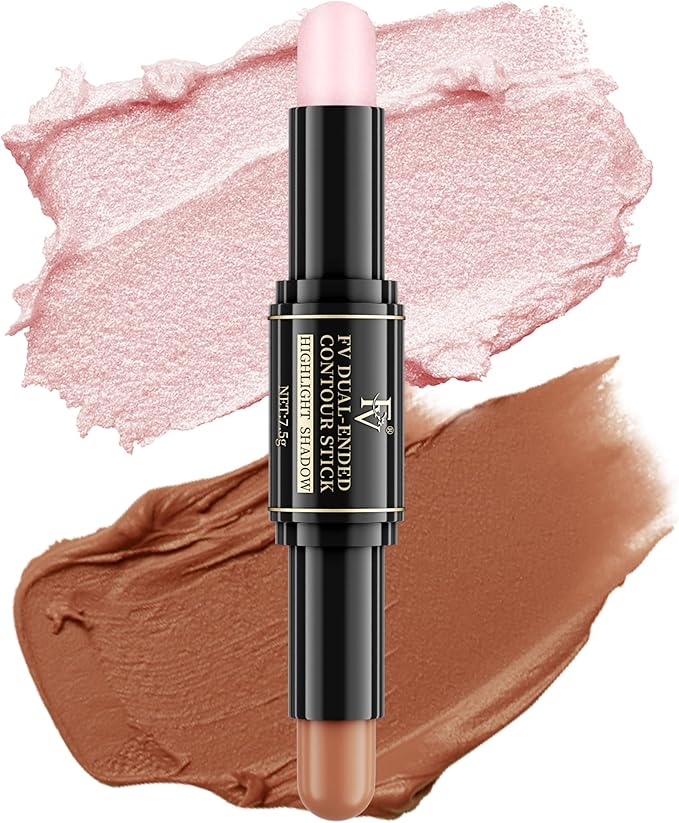 fv FV Cream Contour Stick DualEnded Contour and Highlighter Makeup Stick Easy Blend Bronzer Stick for 3D Face Body Shaping Long Lasting Waterproof Contour Pencil for LightMedium Skin Tone75g - Image 1