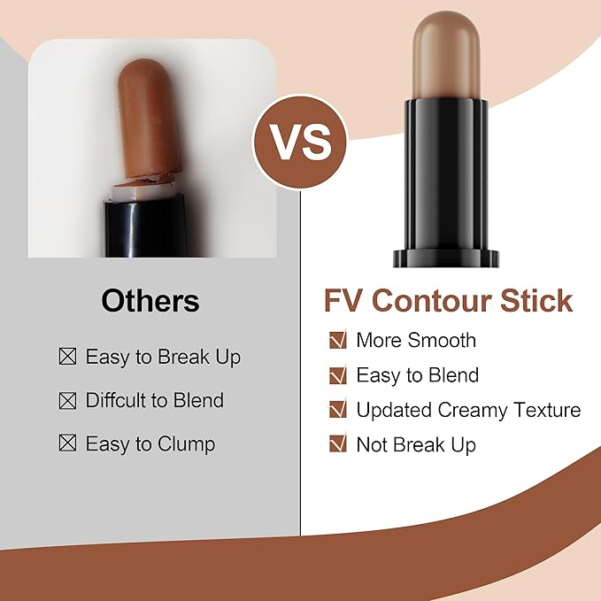 fv FV Cream Contour Stick DualEnded Contour and Highlighter Makeup Stick Easy Blend Bronzer Stick for 3D Face Body Shaping Long Lasting Waterproof Contour Pencil for LightMedium Skin Tone75g - Image 5