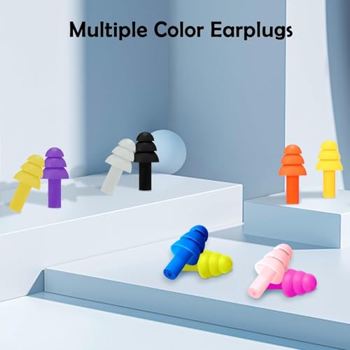 ZIRAK Reusable Earplugs – 10 Pairs Soft Silicone Ear Plugs for Sleeping, Snoring, Swimming, Travel, Airplanes, Concerts, Shooting, Work – Multicolor, Waterproof and Washable - Image 2