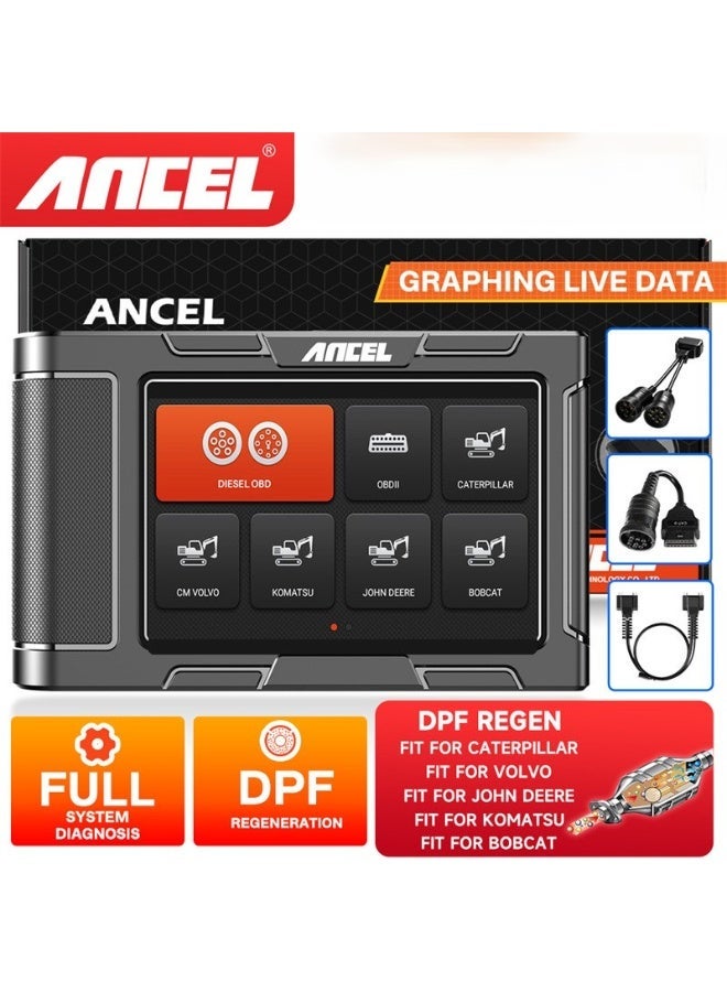 Ancel HD3600 Heavy Equipment Diagnostic Tool with DPF Regen, Full System Heavy Duty Truck Scanner Machinery Scan Tool Diesel Code Reader Fit for Cummins, Caterpillar, John Deere, Komatsu and More - Image 1