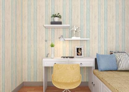 Wollzo Vintage Stripped Blue and White Self Adhesive Wallpaper (45 x 500 cm) - Image 2
