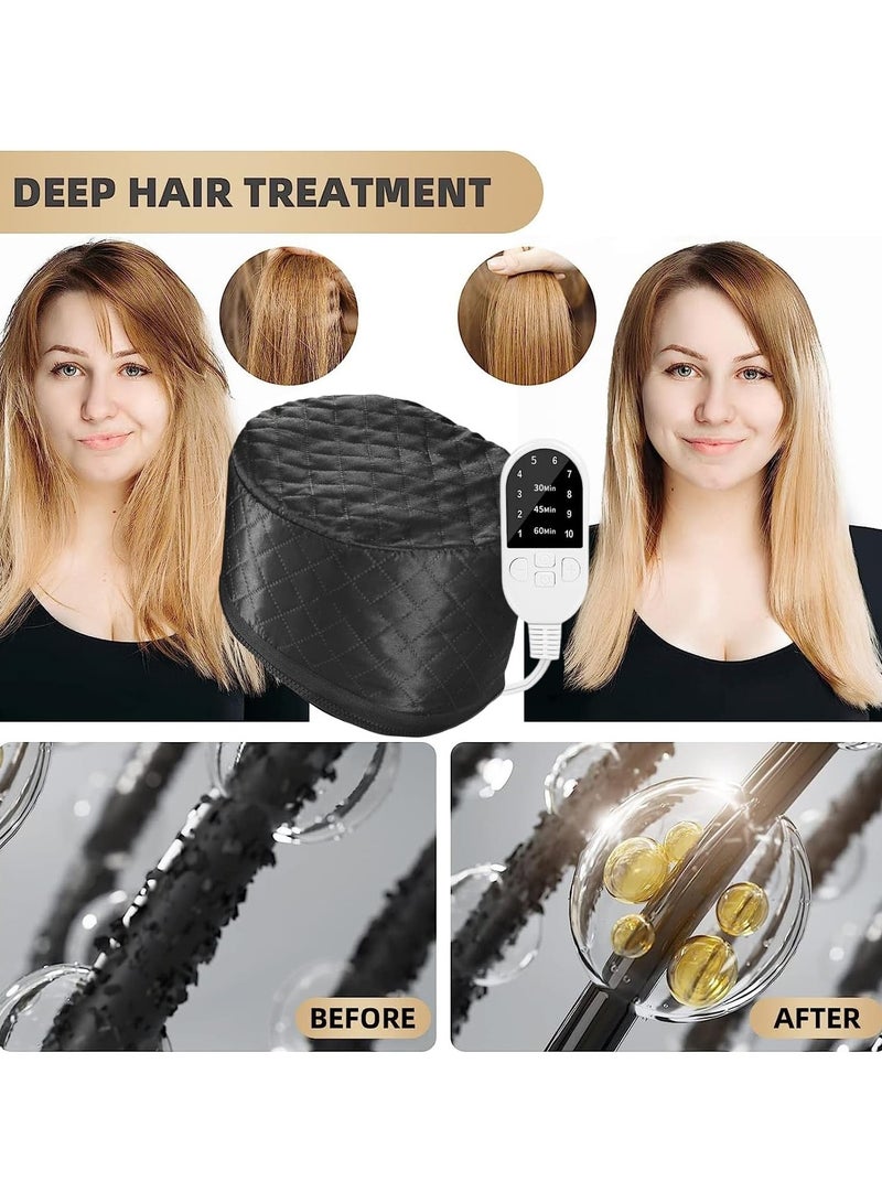 Hair Steamer for Natural Hair Home Use Thermal Heat Cap for Deep Conditioning w/10-level Heats Up Quickly 3 Timer Settings Steamer Cap for Black Hair Deep Conditioner Hot Hair Oil Treatment - Image 2