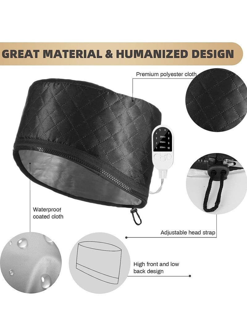 Hair Steamer for Natural Hair Home Use Thermal Heat Cap for Deep Conditioning w/10-level Heats Up Quickly 3 Timer Settings Steamer Cap for Black Hair Deep Conditioner Hot Hair Oil Treatment - Image 3