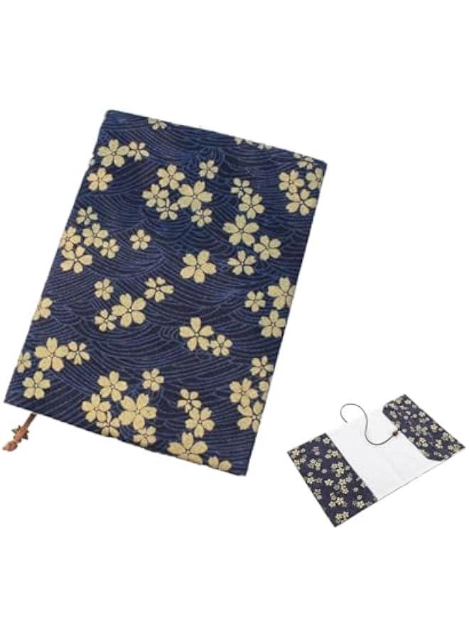 A5 Japanese Sakura Book Sleeve Cover,Adjustable Fabric Book Sleeve Cover Protector Fit for 5.5x8.3 inch Hardcover Softcover Book,Novels,Notebook,Diary - Image 1