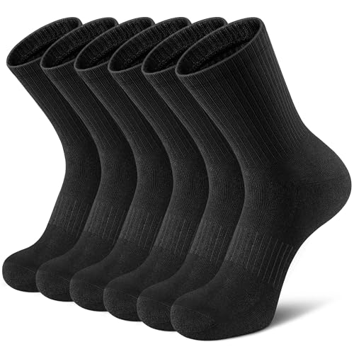 Airacker Athletic Socks Sport Running Calf Socks Performance Cushioned Breathable Crew Socks for Men Women(6 Pairs) - Image 1