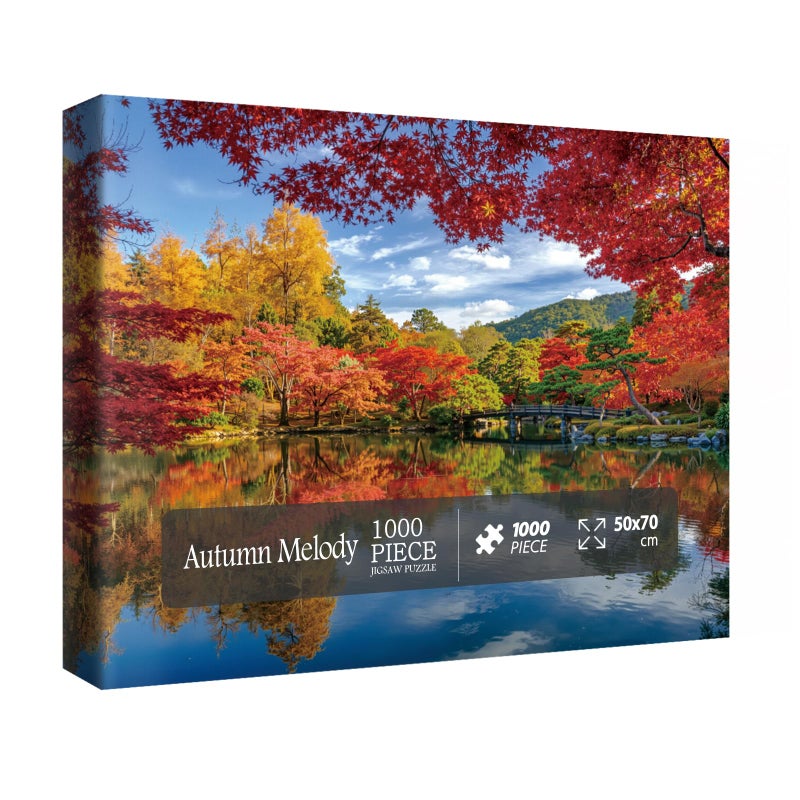 IdeaBazar Colorful Fall Lake Landscape Puzzles for Adults 1000 Pieces Nature Autumn Forest Scenic Jigsaw Puzzles Pretty Scenery Mountain Puzzle - Image 3