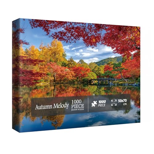 IdeaBazar Colorful Fall Lake Landscape Puzzles for Adults 1000 Pieces Nature Autumn Forest Scenic Jigsaw Puzzles Pretty Scenery Mountain Puzzle - Image 1