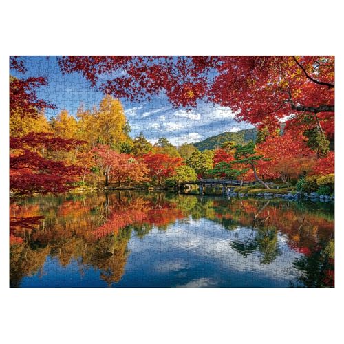 IdeaBazar Colorful Fall Lake Landscape Puzzles for Adults 1000 Pieces Nature Autumn Forest Scenic Jigsaw Puzzles Pretty Scenery Mountain Puzzle - Image 5