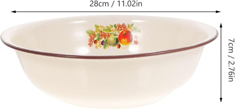 DOITOOL Cooking Bowl Plate 1PCS Enamelware Enamel Bowls Vintage Large Enamel Mixing Bowl 11 Inch Vintage Enamel Soup Basin for Fruit Salad Pasta Dinner Random Color Vegetable Bowl - Image 3