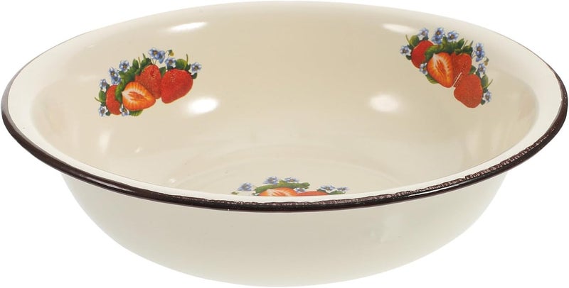 DOITOOL Cooking Bowl Plate 1PCS Enamelware Enamel Bowls Vintage Large Enamel Mixing Bowl 11 Inch Vintage Enamel Soup Basin for Fruit Salad Pasta Dinner Random Color Vegetable Bowl - Image 1