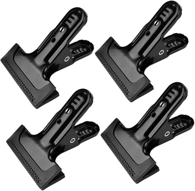 Professional Photography Backdrop Clamps 4Pcs Black 11X8X7CM Secure Background Cloth Grip Tool - Image 1