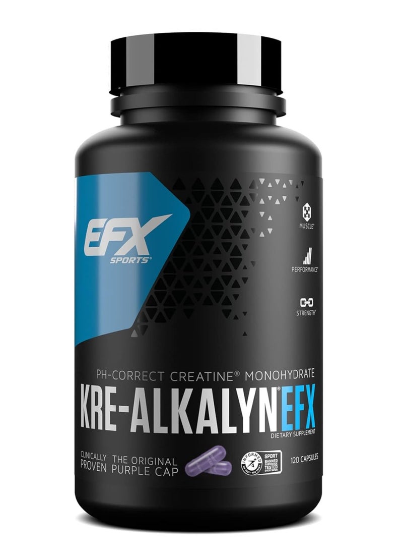 EFX SPORTS - Efx Sports Kre Alkalyn,1500 mg of buffered Creatine Monohydrate, Enhance Muscle Growth and Endurance, 120 Capsules - Image 1