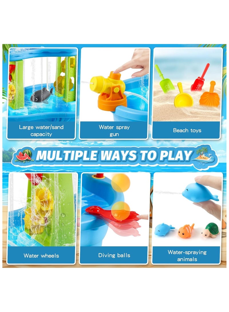 Auto Water Table for Kids 3-5 with Water Pumb, 3-Tier Toddlers Sand Water Table, Rain Showers Splash Pond for Outdoor Beach Backyard Summer, Activity Sensory Play Table for Boys Girls  - Image 4