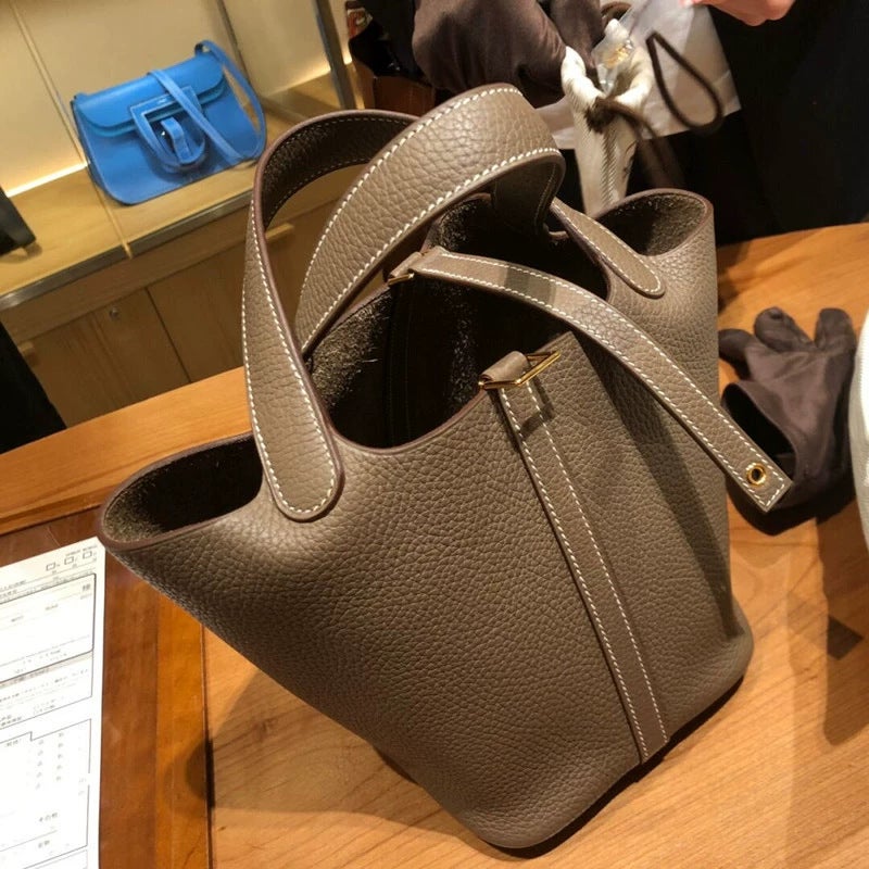 Bag Bucket Bag Food Basket Women'S Bag Genuine Leather Handbag Mummy Bag Bridal Wedding Bag High-End Sense - Image 5