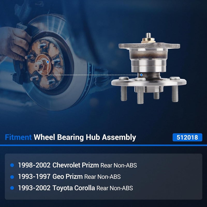 Autoround 512018 Rear Wheel Bearing and Hub Assembly for Toyota Corolla, Geo Prizm, Chevy Prizm - Image 2