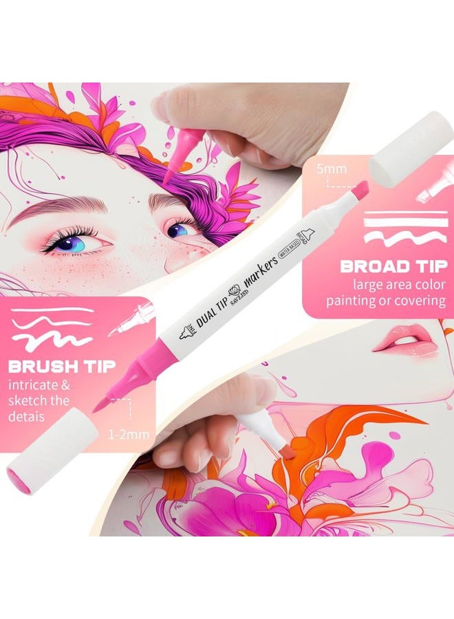 SAVZJSD [Water-Based Ink] 120 Colors Dual Tip Markers Set, Brush & Chisel Double Tipped Art Markers for Kids Adults Beginners & Artists in Coloring, Painting - Image 2