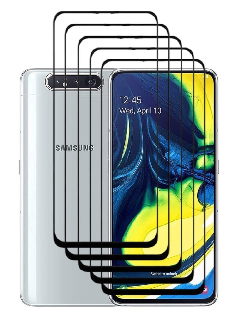 AINA 5 Pieces Tempered Glass Screen Protector 5D Designed For Samsung Galaxy A80 Full Glue Edge to Edge Full Screen Coverage And Bubble Free - Image 1