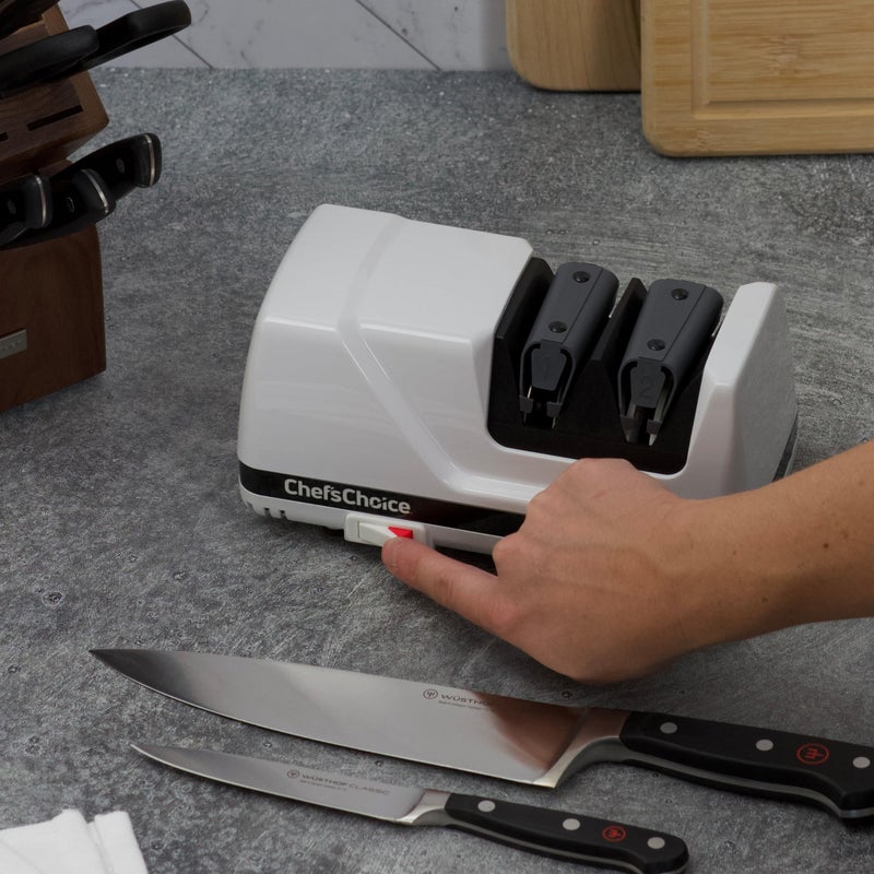 ChefsChoice Chef'sChoice FlexHone/Strop Professional Electric Knife Sharpener 20-Degree Straight-Edge and Serrated Knives, 2-Stage, White  - Image 4
