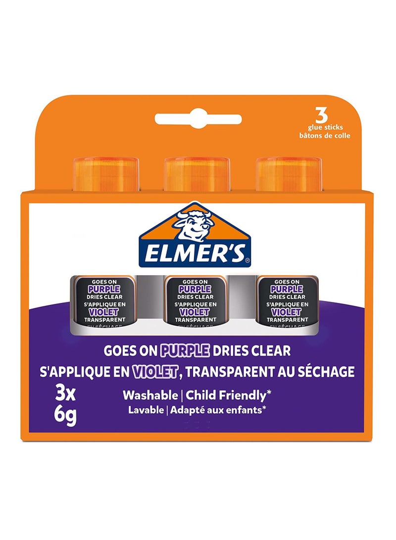 ELMER'S 3-Piece Disappearing Purple Glue Sticks - Image 1