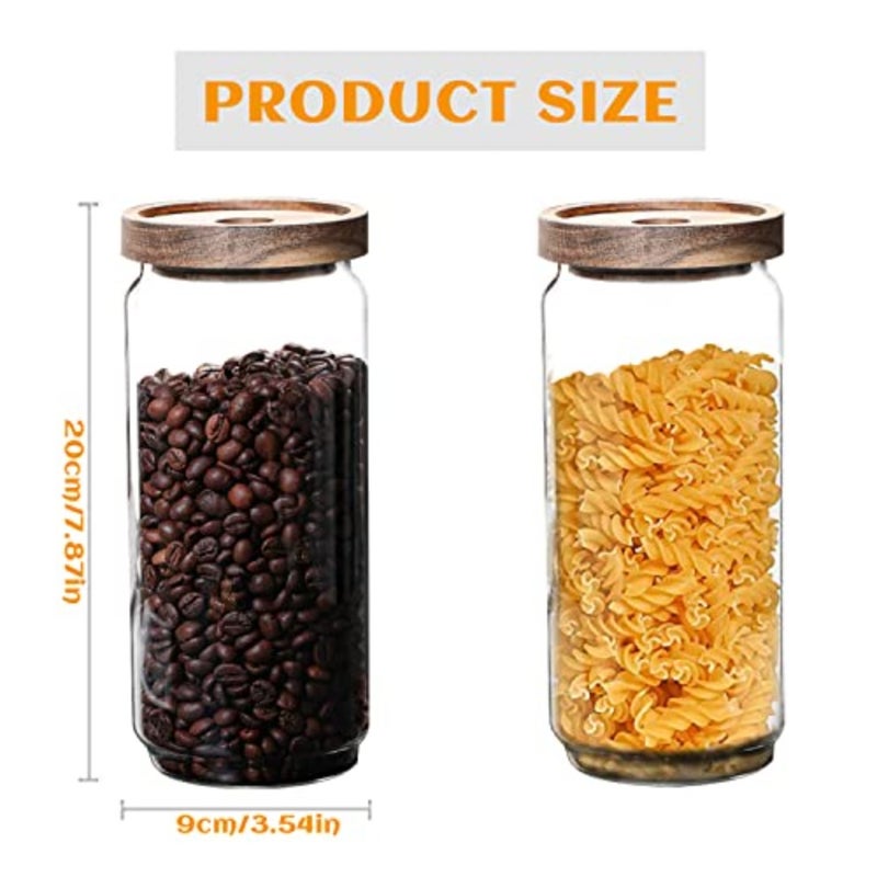 Glass Storage Jars with Acacia Wood Lids -Set of 3 Transparent Borosilicate Airtight Glass Container, Stackable Perfect for Storing Kitchen Food, Grains, Coffee Beans, Tea 3pcs, 1000mlbaihuo - Image 2