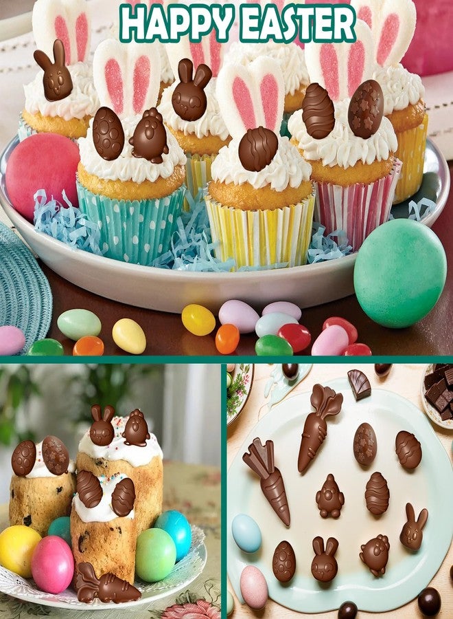 ANSEE Easter Silicone Molds for Chocolate, 4Pack Easter Candy Molds 3D Egg Bunny Carrot shapes Non Stick Moulds for DIY Chocolate, Fondant, Jelly, Ice Cube, Cake Decoration (Pink & Blue) - Image 5