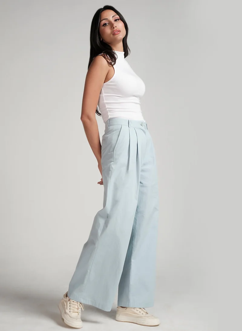 Zigzag Flared Comfy Side Pocket Blue Pant