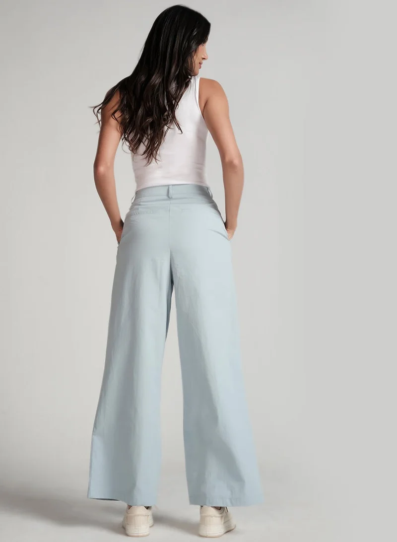 Zigzag Flared Comfy Side Pocket Blue Pant