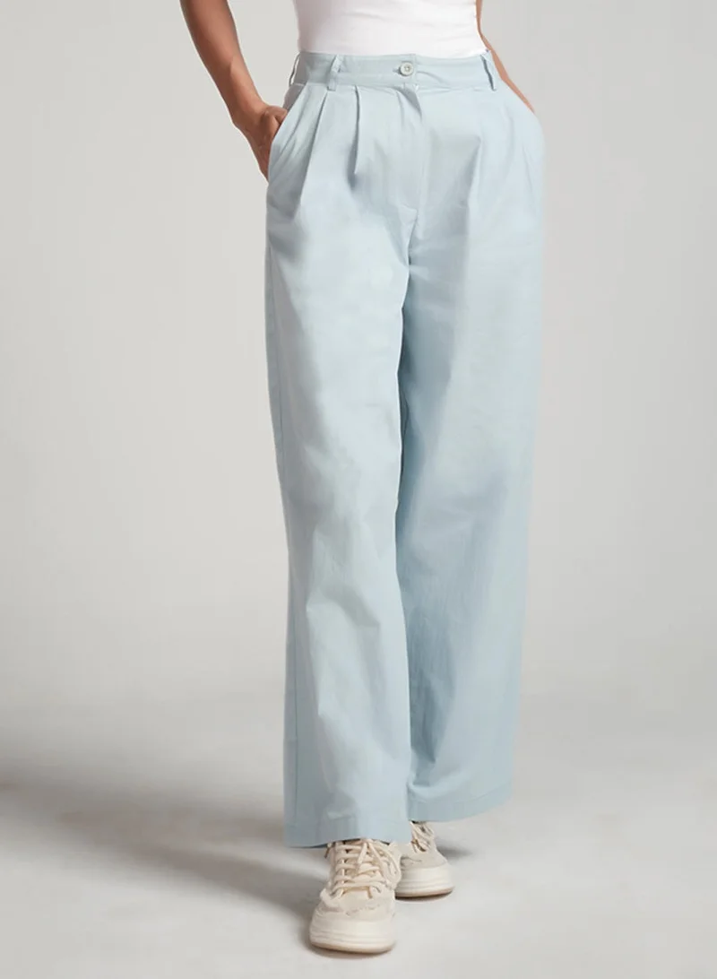 Zigzag Flared Comfy Side Pocket Blue Pant