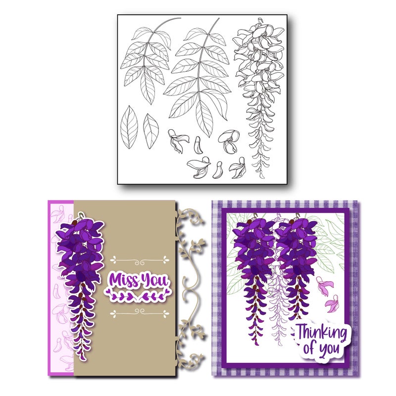 arriettycraft DIY Flowers Leaves Beautiful Flowers Floral Wisteria Clear Stamps for Card Making Decoration and DIY Scrapbooking Tools