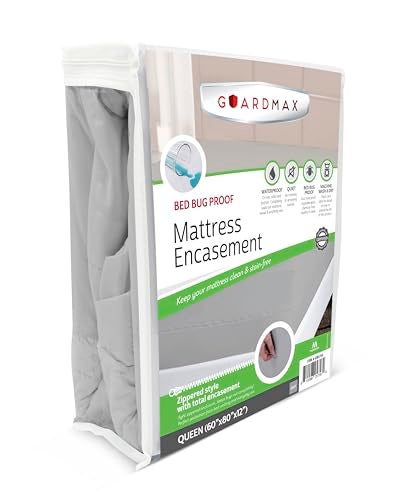 Guardmax Jersey Knitted Queen Zippered Mattress Encasement - Waterproof & Bed Bug Proof Mattress Protector - Comfortable, Soft, and Noiseless Zippered Bedding - Dust Mite Proof (60 x 80 x 12) - Image 1