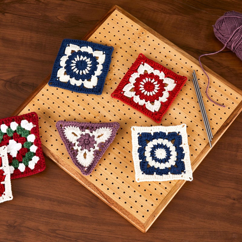 OAKWOOMA 11.8" Crochet Blocking Board with 20 Pegs Pins, Granny Square Blocking Board for Crochet Projects, Bamboo Blocking Boards for Crocheting and Knitting, Wooden Gifts for Crocheter - Image 5