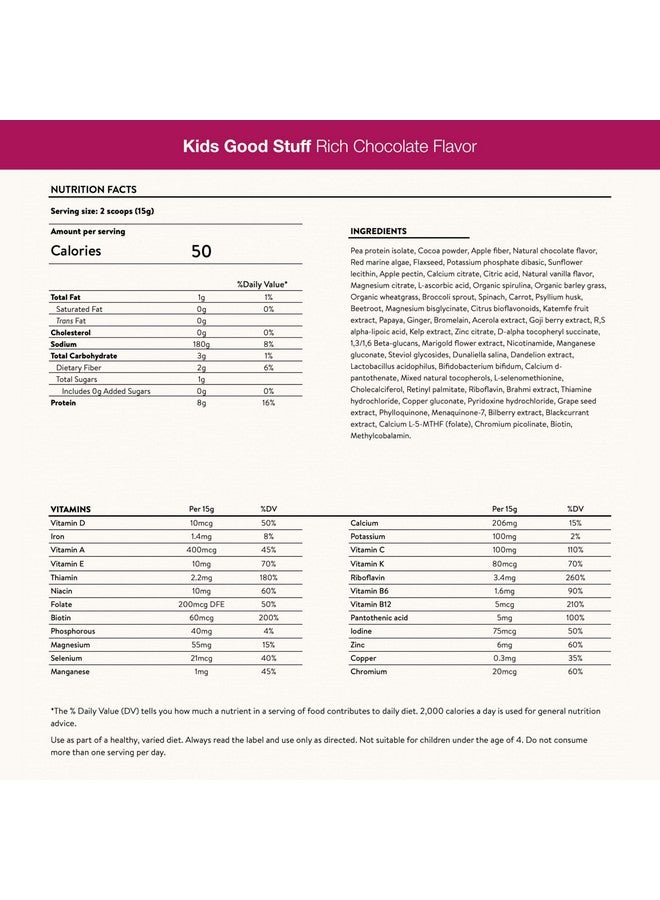 Nuzest - Kids Good Stuff - Vegan Smoothie Mix - Rich Chocolate - Multivitamin Nutritional Supplement Protein Shake - Dairy Free - Supporting Growth and Development - 225g/ 7.9 oz (15 Servings) - Image 3