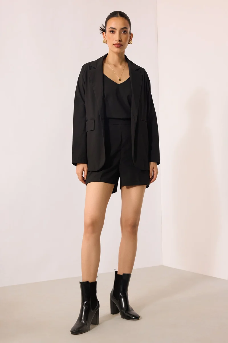 فيرجيو Solid Viscose Stretch Single Breasted Blazer for Women