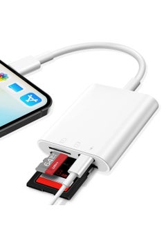 3-in-1 SD Card Reader for iPhone/iPad, Micro SD Card Reader Adapter, Memory SD Card Reader Trail Camera Viewer for iPhone iPad, Plug and Play