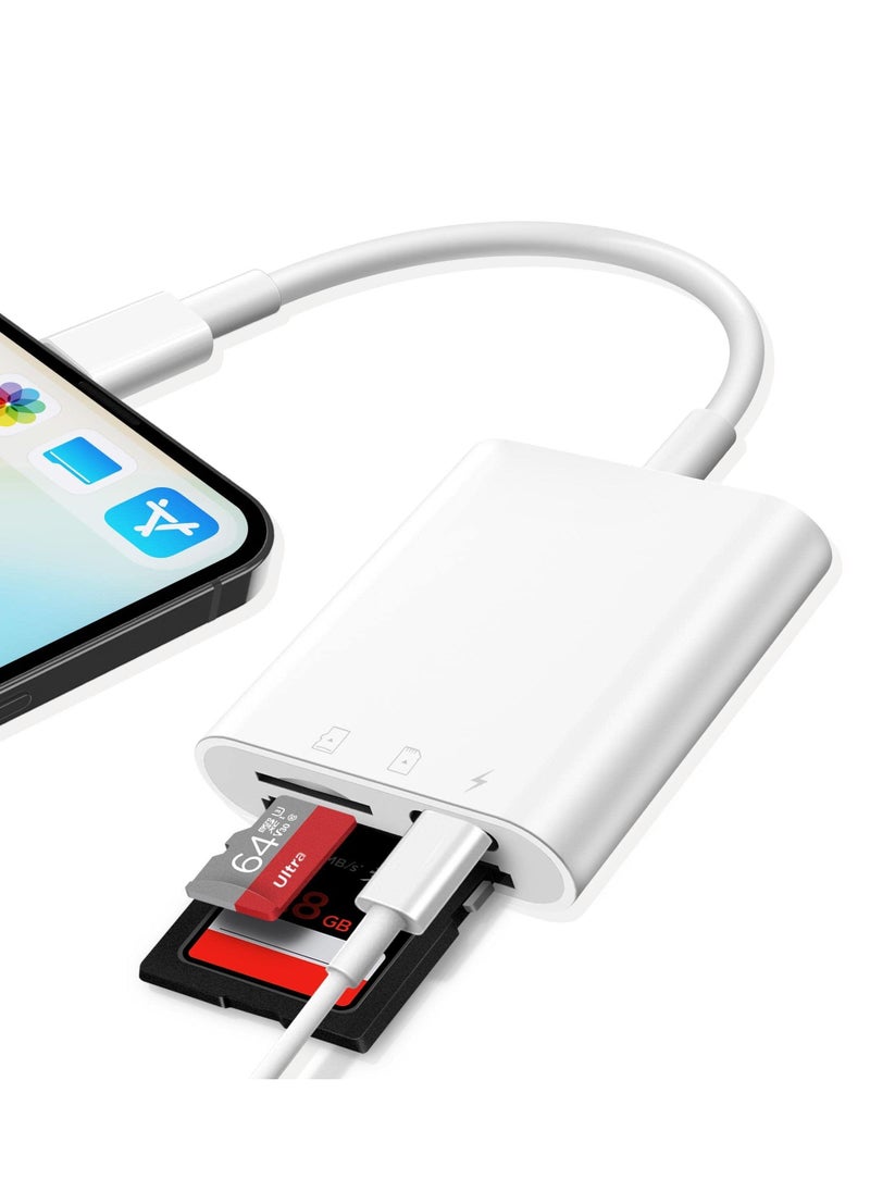 KASTWAVE - 3-in-1 SD Card Reader for iPhone/iPad, Micro SD Card Reader Adapter, Memory SD Card Reader Trail Camera Viewer for iPhone iPad, Plug and Play - Image 1