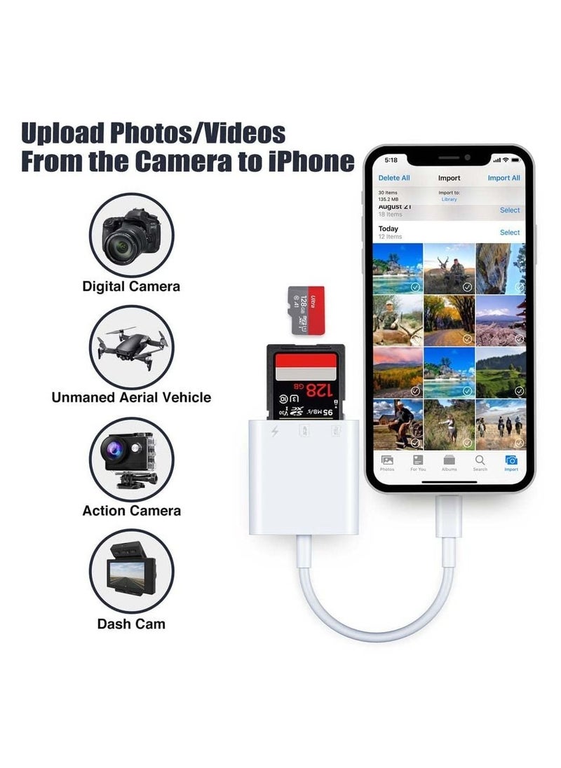 KASTWAVE - 3-in-1 SD Card Reader for iPhone/iPad, Micro SD Card Reader Adapter, Memory SD Card Reader Trail Camera Viewer for iPhone iPad, Plug and Play - Image 1