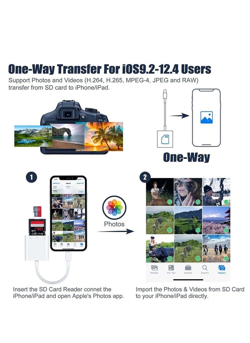 KASTWAVE - 3-in-1 SD Card Reader for iPhone/iPad, Micro SD Card Reader Adapter, Memory SD Card Reader Trail Camera Viewer for iPhone iPad, Plug and Play - Image 1