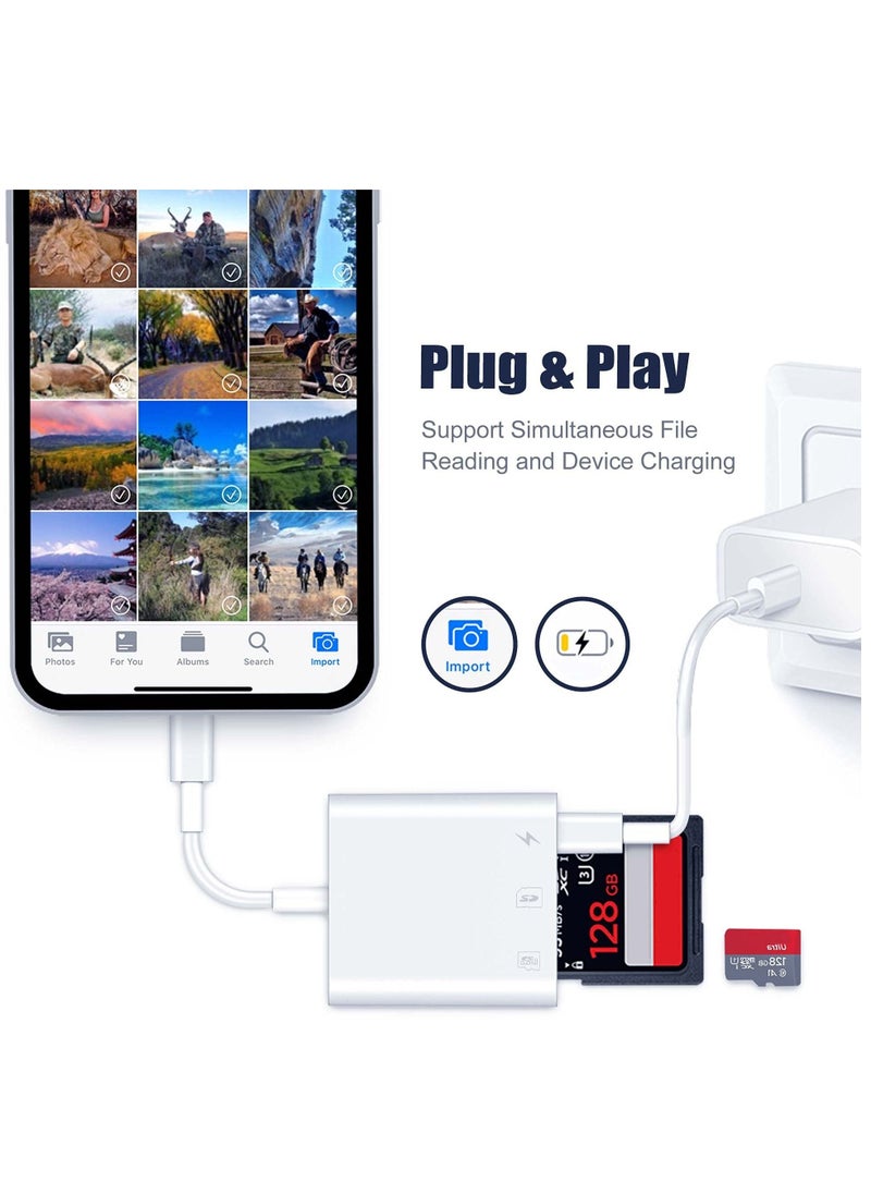 KASTWAVE - 3-in-1 SD Card Reader for iPhone/iPad, Micro SD Card Reader Adapter, Memory SD Card Reader Trail Camera Viewer for iPhone iPad, Plug and Play - Image 1