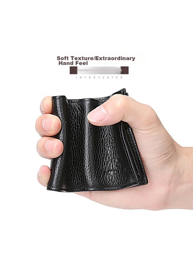 Scarecrow Leather Wallet For Men, Top-grain Cowhide, Ultra-thin, For Motorcycles, With Multiple Card Slots, Driver's License Holder, For Young Adults - Image 2