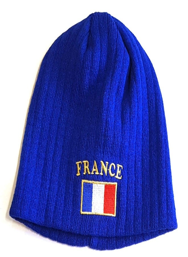 فرنسا قبعة شتوية مطرزة بشعار فرنسا (أزرق) - Image 1