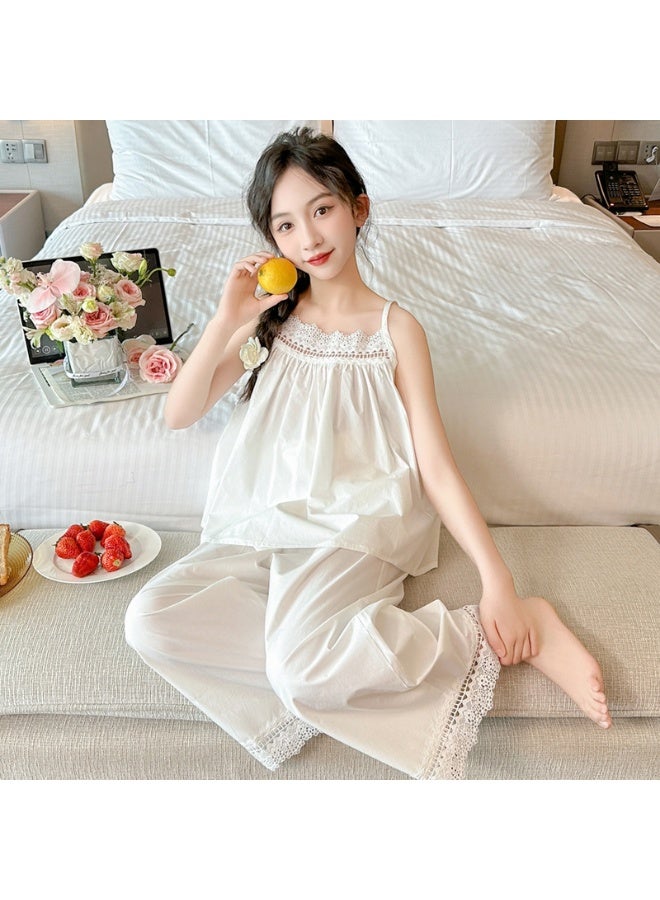 بيجامة صيفية للبنات 2025 بتصميم أميرة جديد مع حواف دانتيل - ملابس منزلية لطيفة للفتيات الكبار