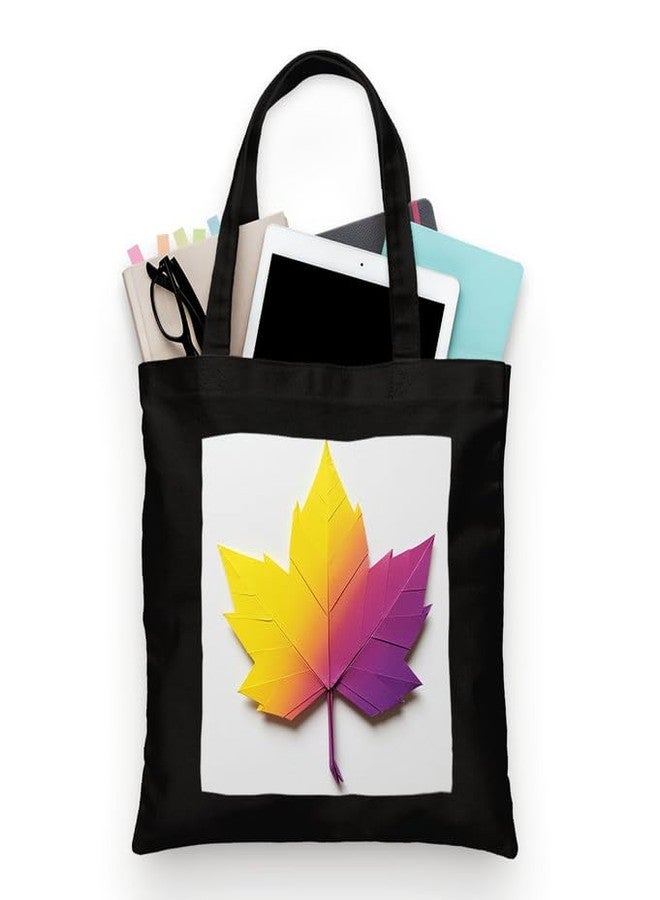 PrintingZone Canvas Tote Bags for Women and Girls with Bottle Holder Black College Tote Bags with Zipper & Inner Pocket Travel Beach Shopping Work Office Daily use Handbags(BTB-50)(BTB-50) - Image 1