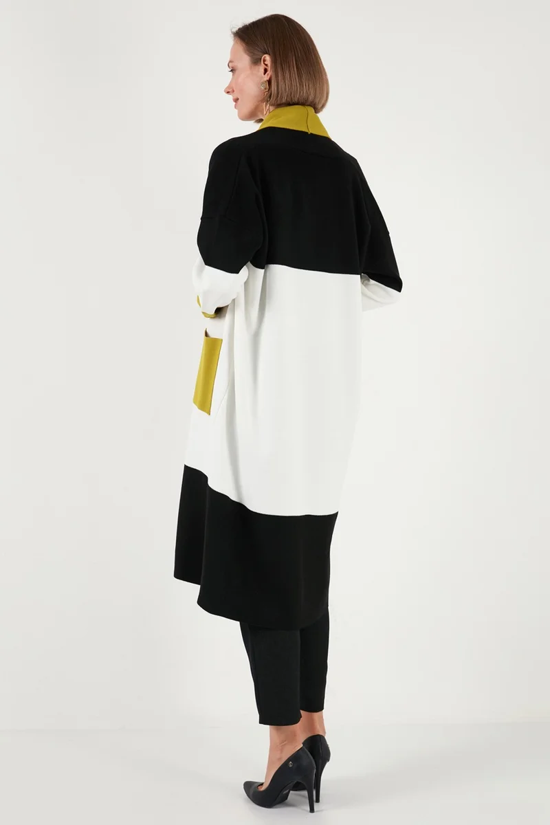 ليلا Modest Regular Fit Color Block Long Hijab Knitwear Cardigan Women's CARDIGAN 4616172