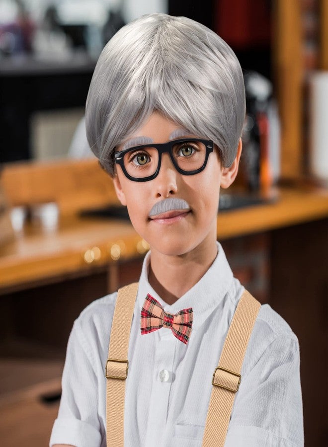 Yewong Kids Old Man Costume Set Grandpa Wig with Suspenders Kit for 100 Days of School Halloween - Image 5